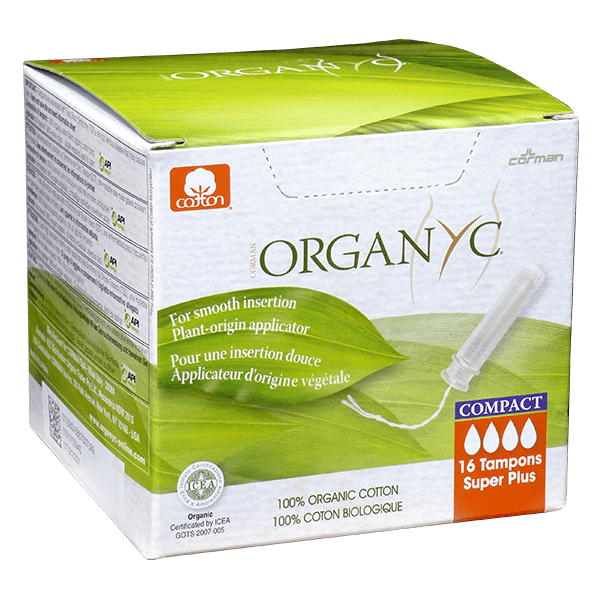 Organyc Compact Super Plus Cotton Tampons with Applicator - 16 Pieces