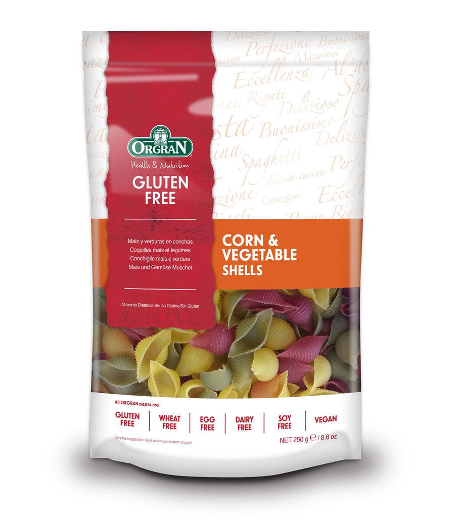 Orgran Gluten Free Corn & Vegetable Pasta Shells 250g