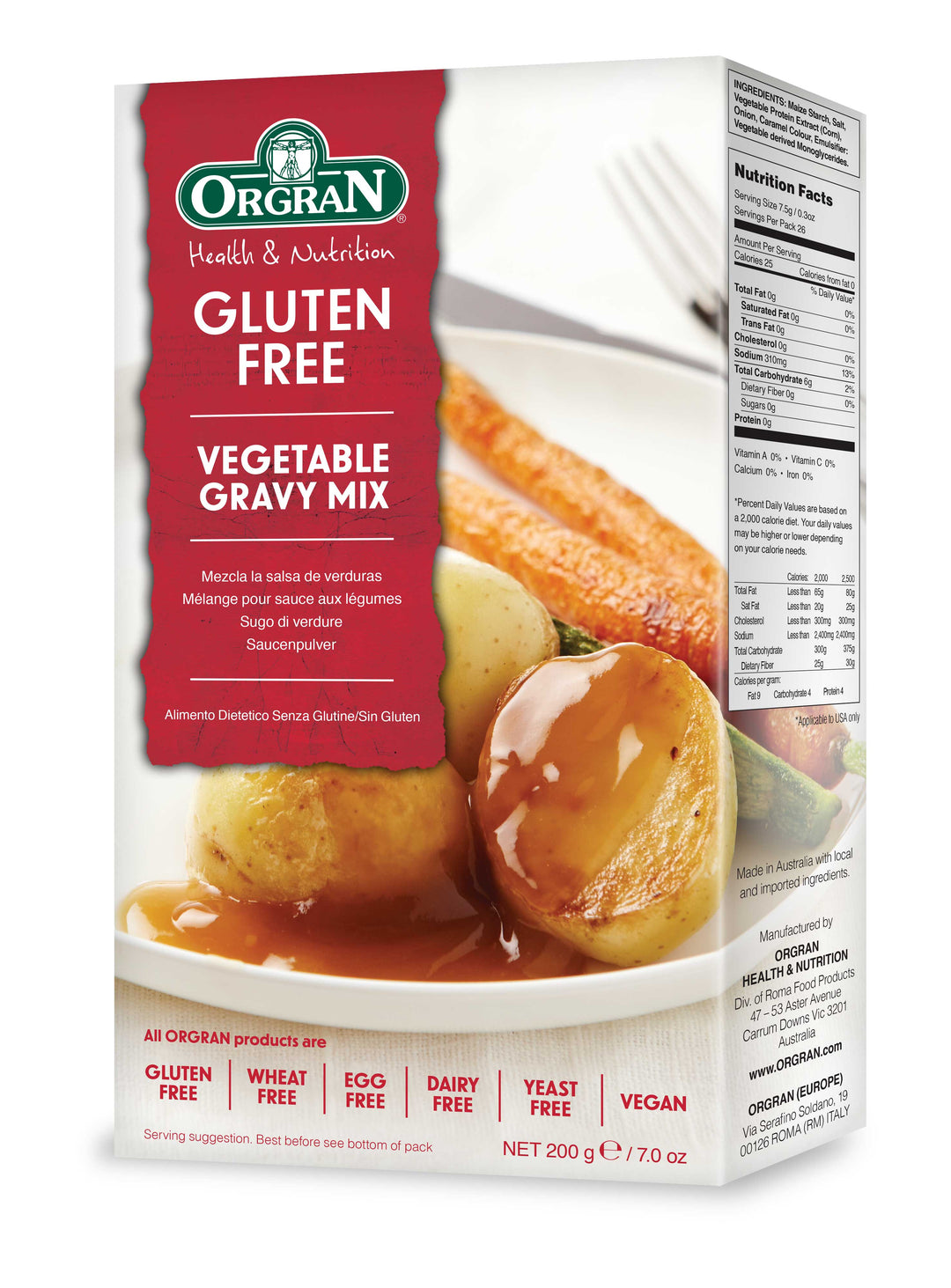 Orgran Gluten Free Vegetable Gravy Mix 200g