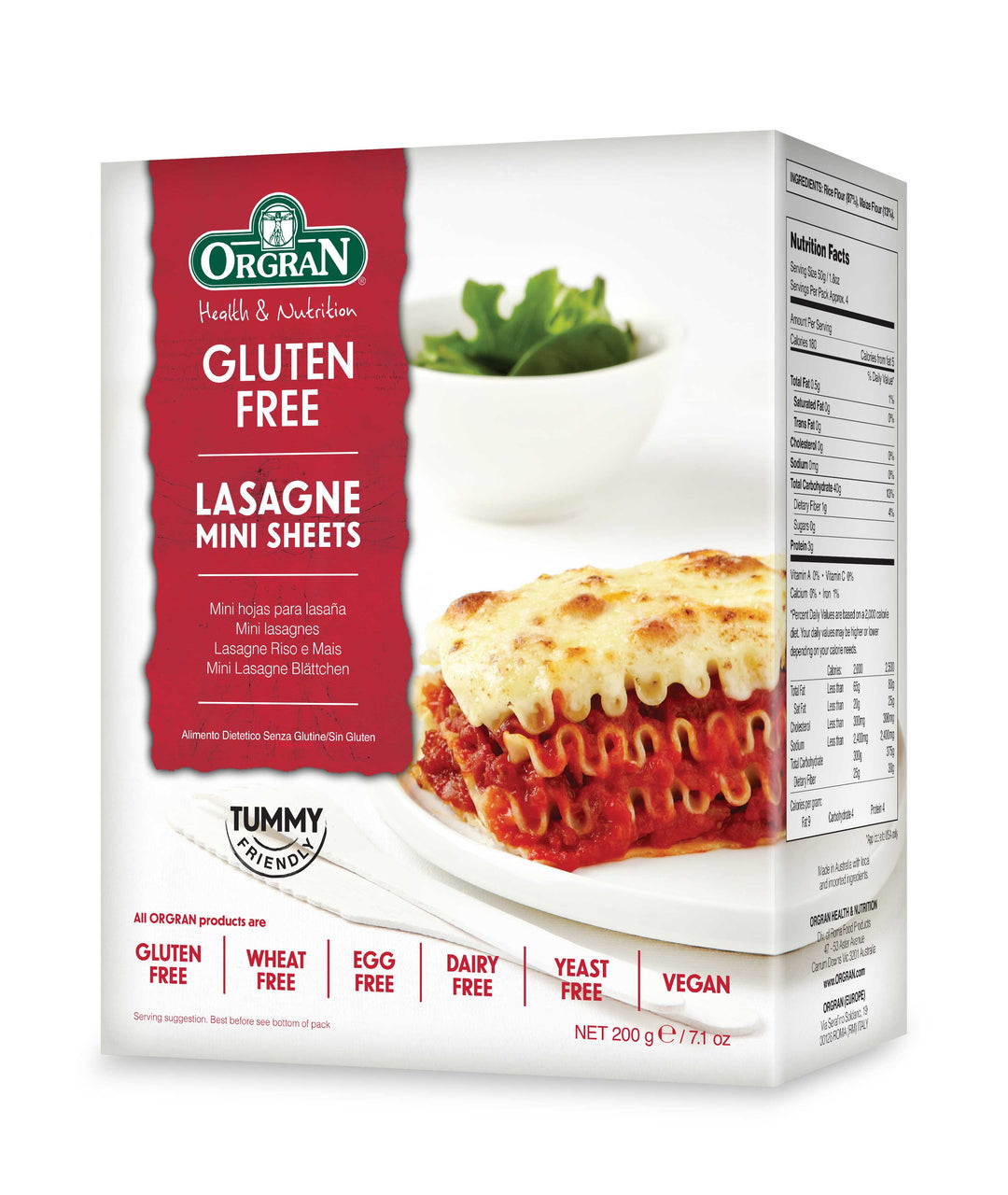 Orgran Gluten Free Rice & Corn Mini Lasagne Sheets 200g