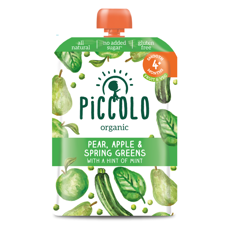 Piccolo Spring Greens, Pear & Apple 100g - Pack of 5