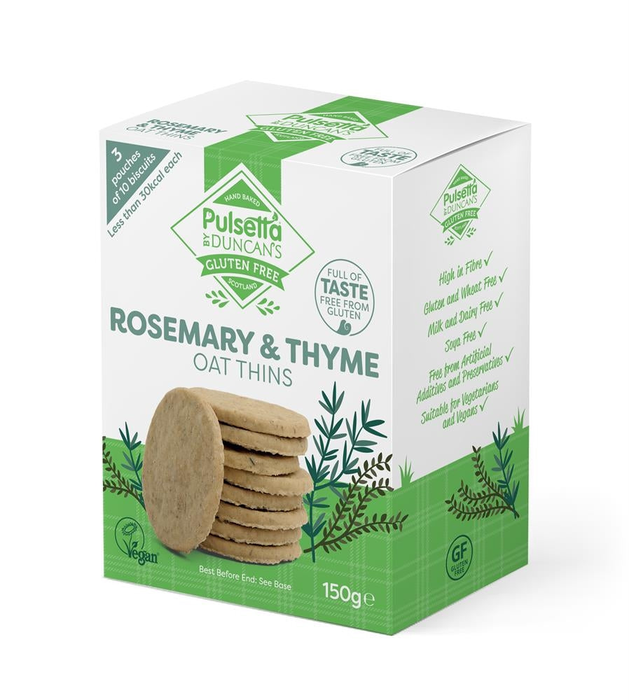 Pulsetta Gluten Free Rosemary & Thyme Oat Thins 150g