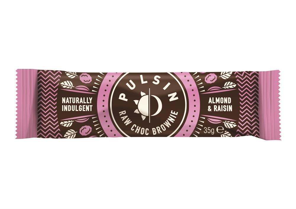 Pulsin Almond & Raisin Raw Chocolate Brownie Bar 35g - Pack of 18