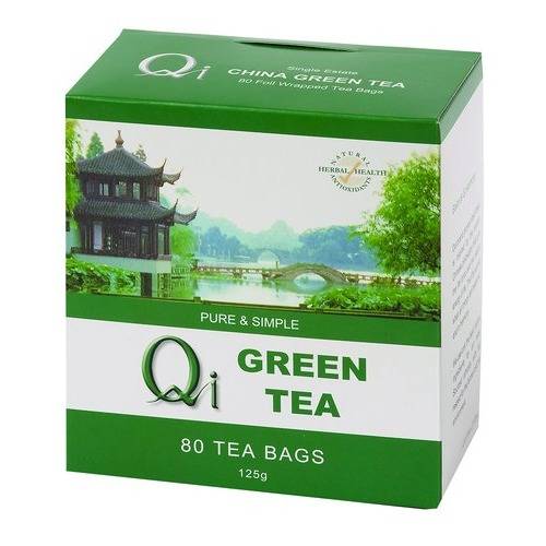 Qi Natural Green Tea Pure & Simple 80 Bags