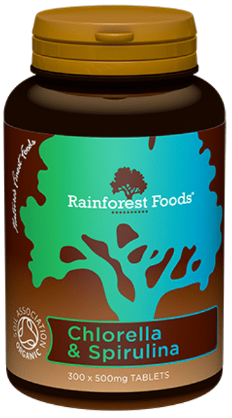 Rainforest Foods Organic Chlorella & Spirulina 300 Capsules