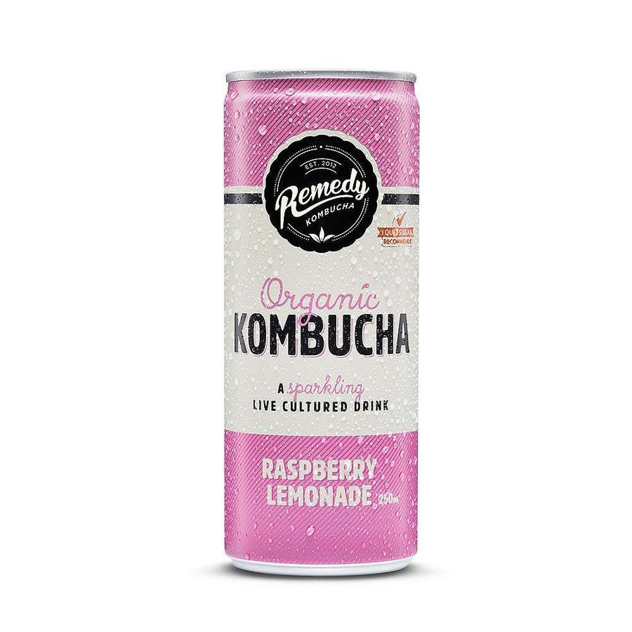 Remedy Kombucha Raspberry Lemonade Can 250ml  - Pack of 4