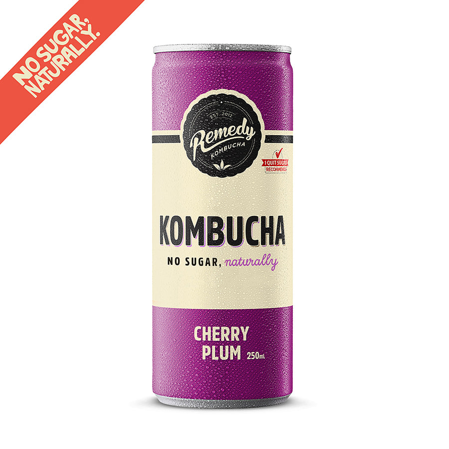 Remedy Kombucha Cherry Plum Can 250ml - Pack of 4