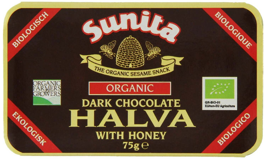 Sunita Organic Dark Chocolate Halva with Honey 75g - Pack of 2