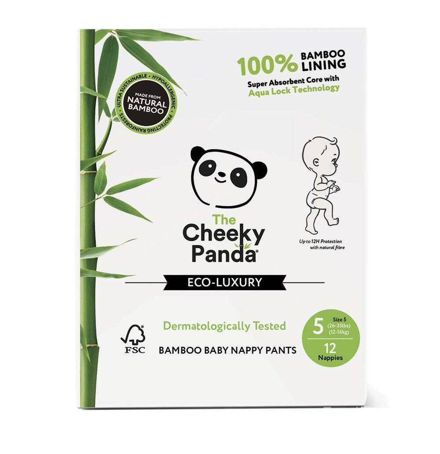 The Cheeky Panda Bamboo Nappies Size 5 (12-16kg) - 12 Nappies