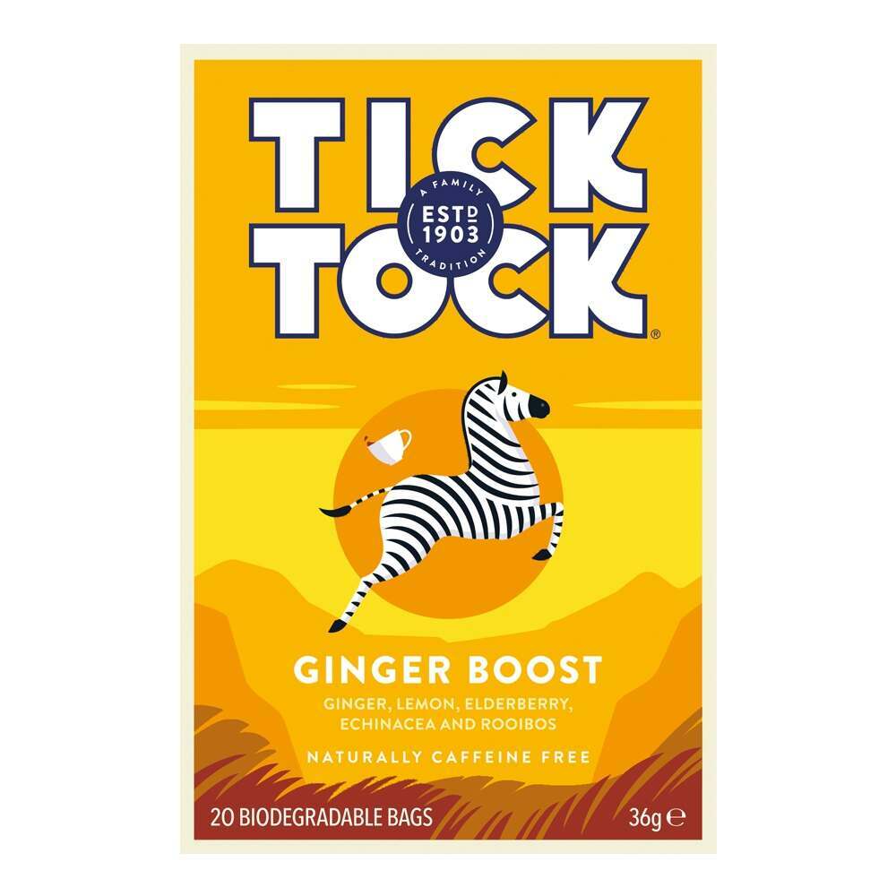 Tick Tock Tea Wellbeing Ginger Boost Tea 20 Bags - Pack of 2
