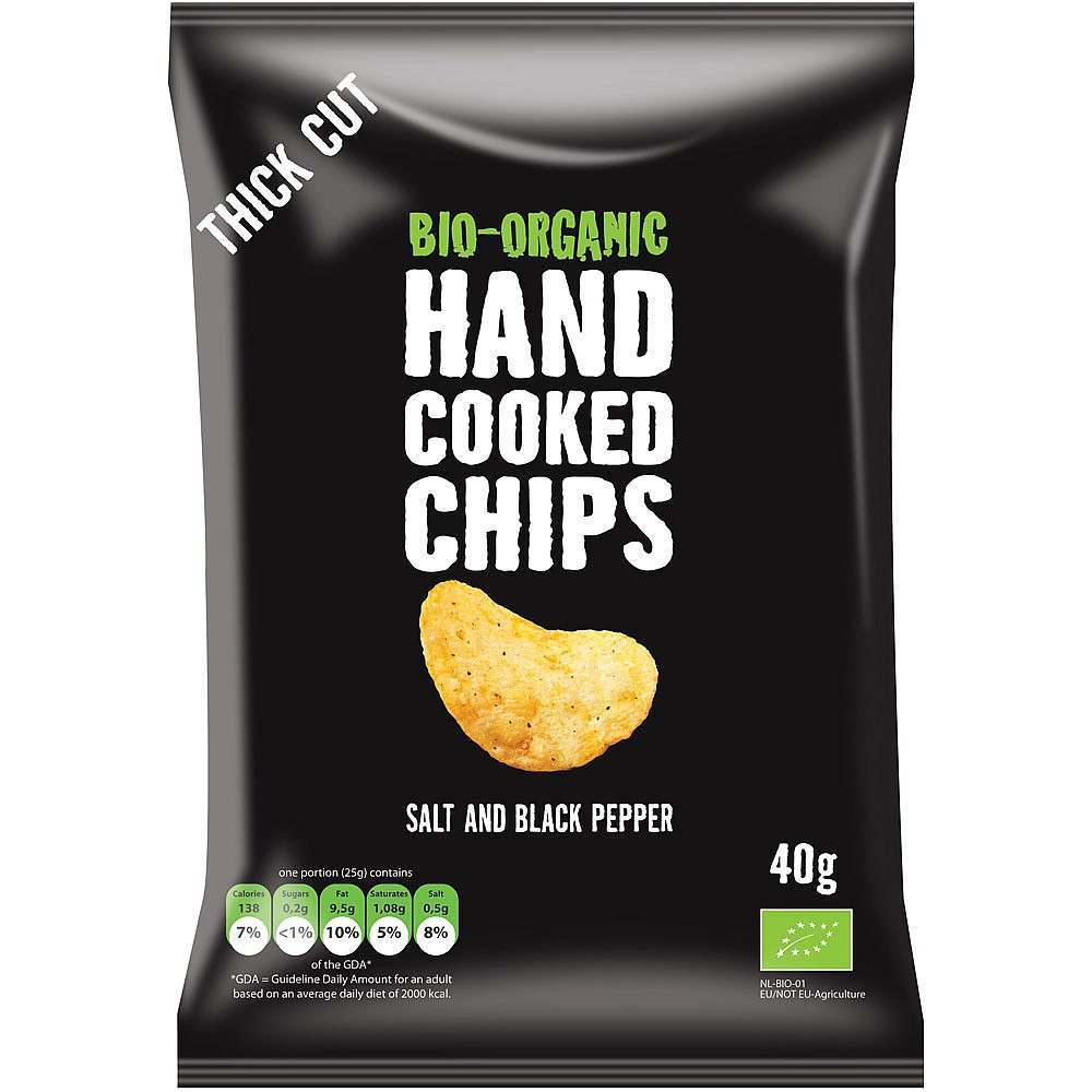 Trafo Organic Handcooked Salt & Black Pepper Crisps 40g - Pack of 5