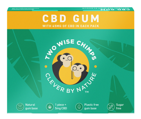 Two Wise Chimps Natural CBD Chewing Gum - 9 Pieces