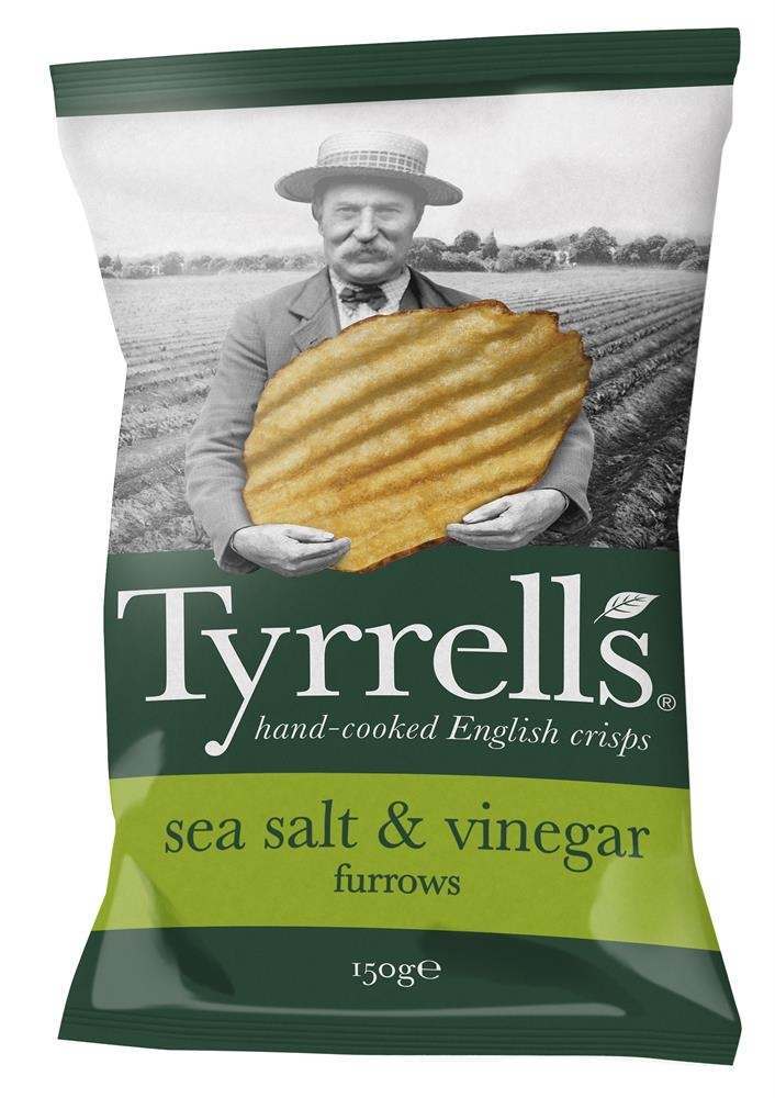Tyrrell's Furrows Sea Salt & Vinegar Crisps 150g - Pack of 8