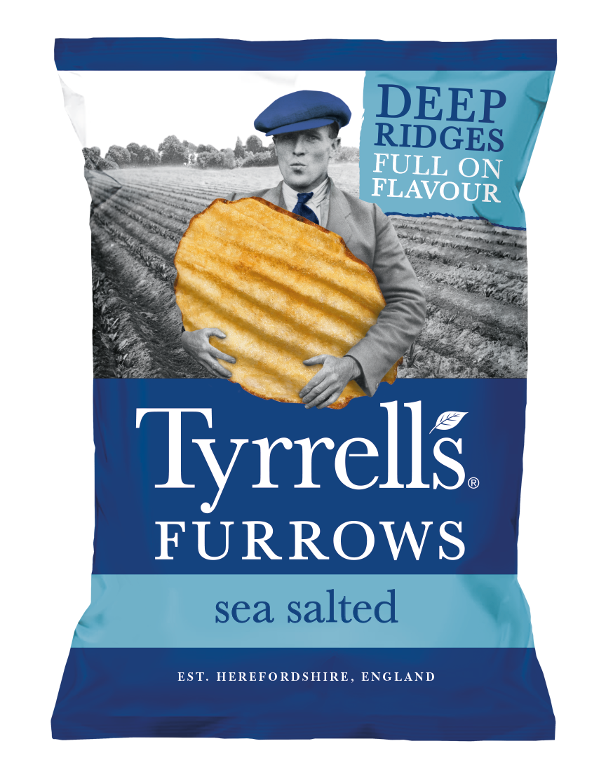 Tyrrell's Furrows Sea Salted Crisps150g - Pack of 8