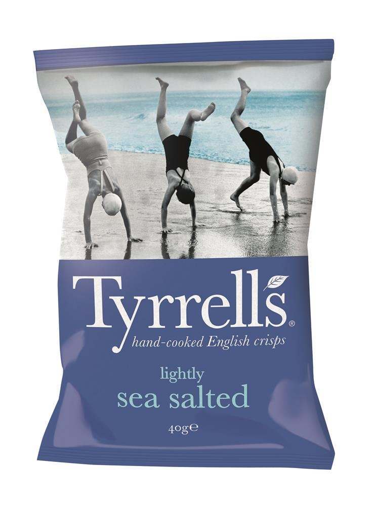 Tyrrell's Lightly Sea Salted Crisps 40g - Pack of 6