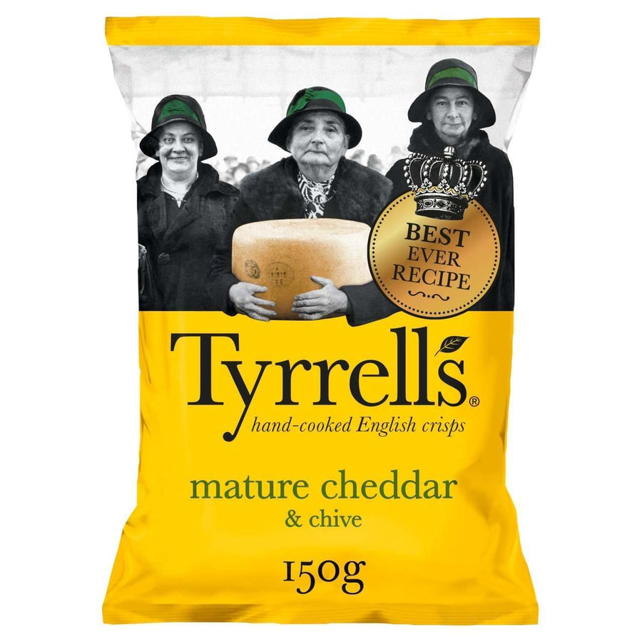 Tyrrell's Mature Cheddar & Chives Crisps 150g - Pack of 6