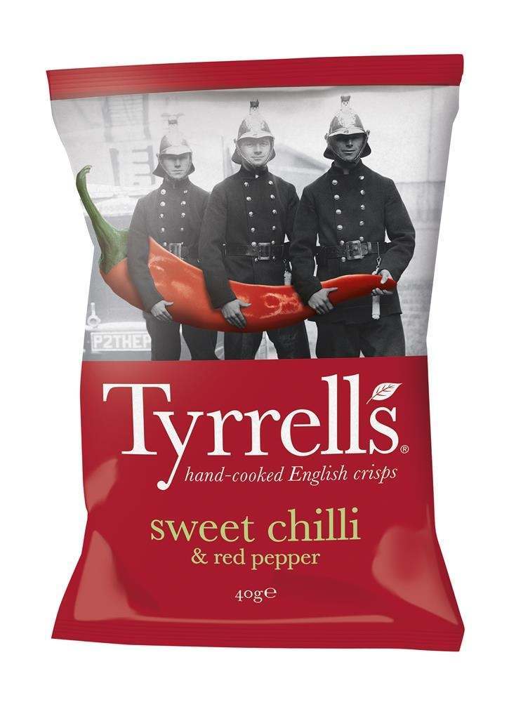 Tyrrell's Sweet Chilli & Red Pepper Crisps 40g - Pack of 6