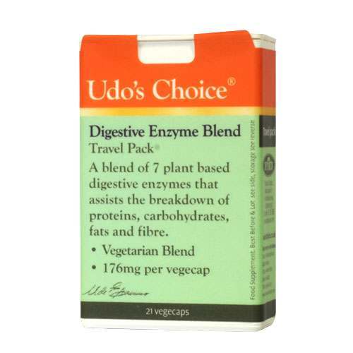 Udos Choice Digestive Enzyme Blend 176mg Travel Pack 21 Capsules