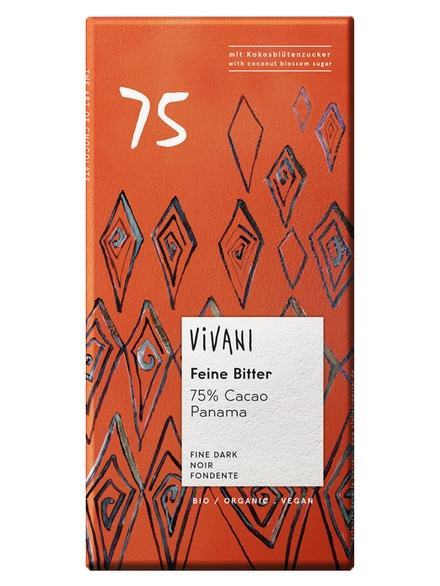 Vivani Organic 75% Dark Panama Chocolate 80g - Pack of 5