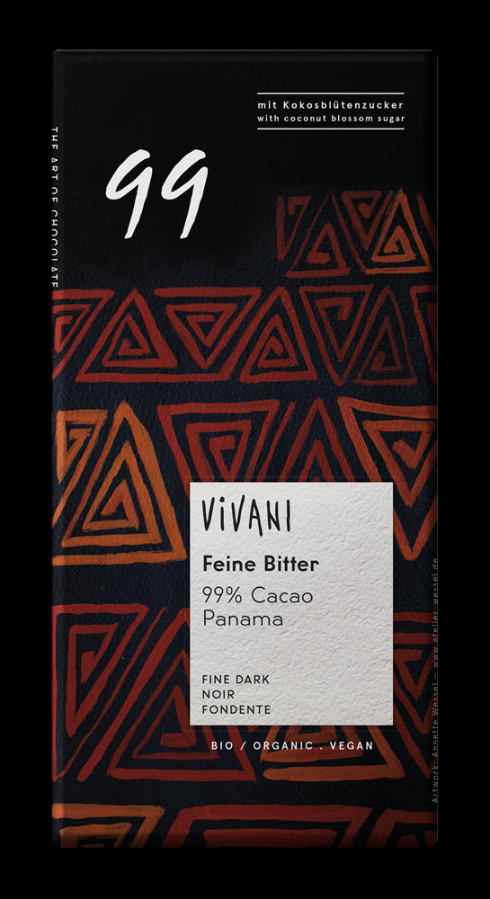 Vivani Organic 99% Dark Chocolate 80g - Pack of 5