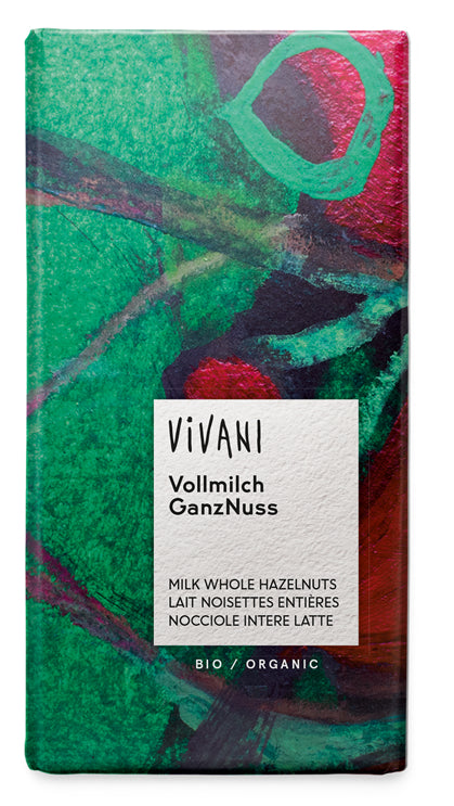 Vivani Organic Milk Whole Hazelnut Chocolate 100g - Pack of 5