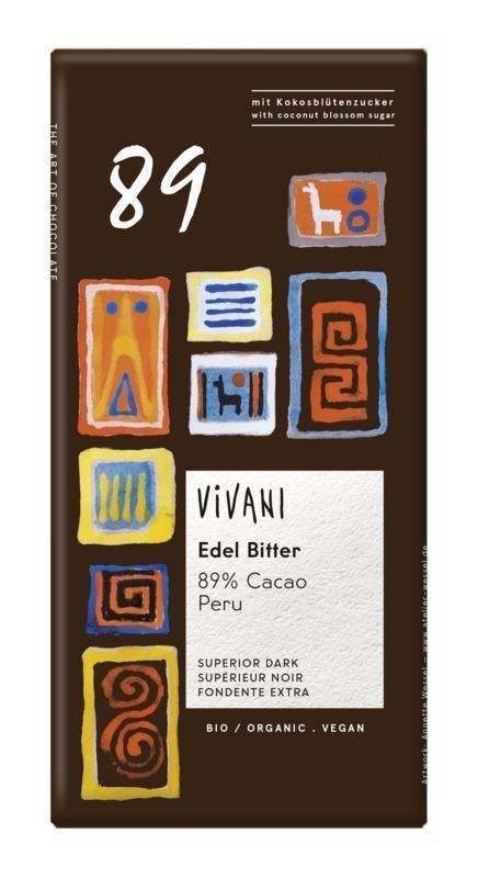 Vivani Organic Superior Dark 89% Cacao Chocolate 80g - Pack of 5