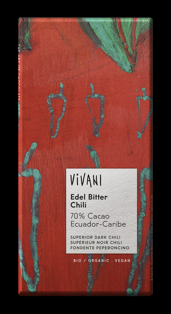 Vivani Organic Superior Dark Chocolate with Chili 100g - Pack of 5