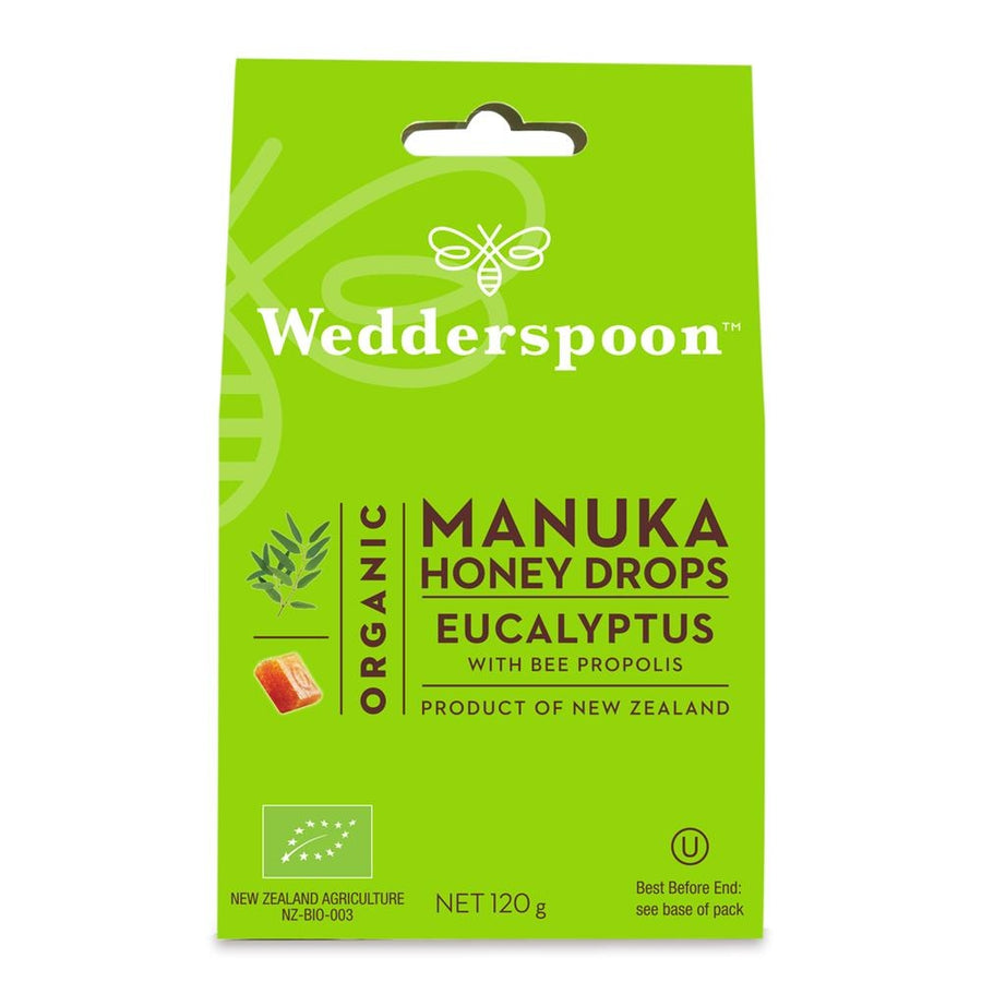 Wedderspoon Organic Manuka Honey Drops with Eucalyptus 120g