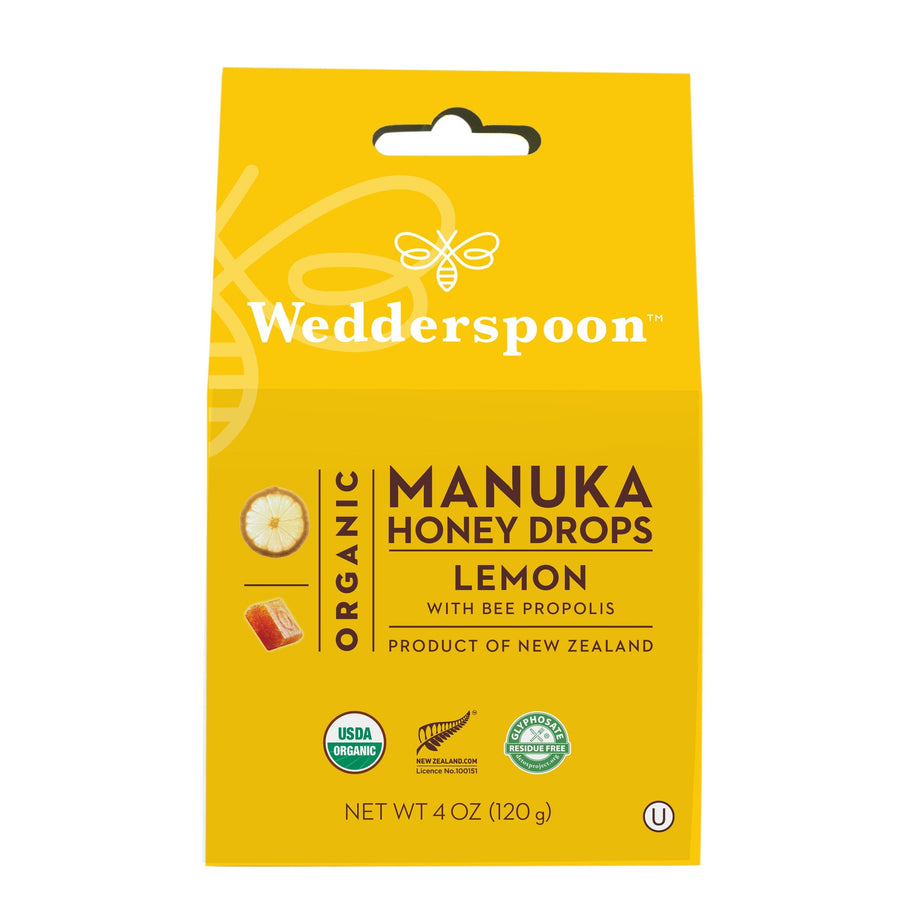 Wedderspoon Manuka Honey Drops Lemon with Bee Propolis 120g