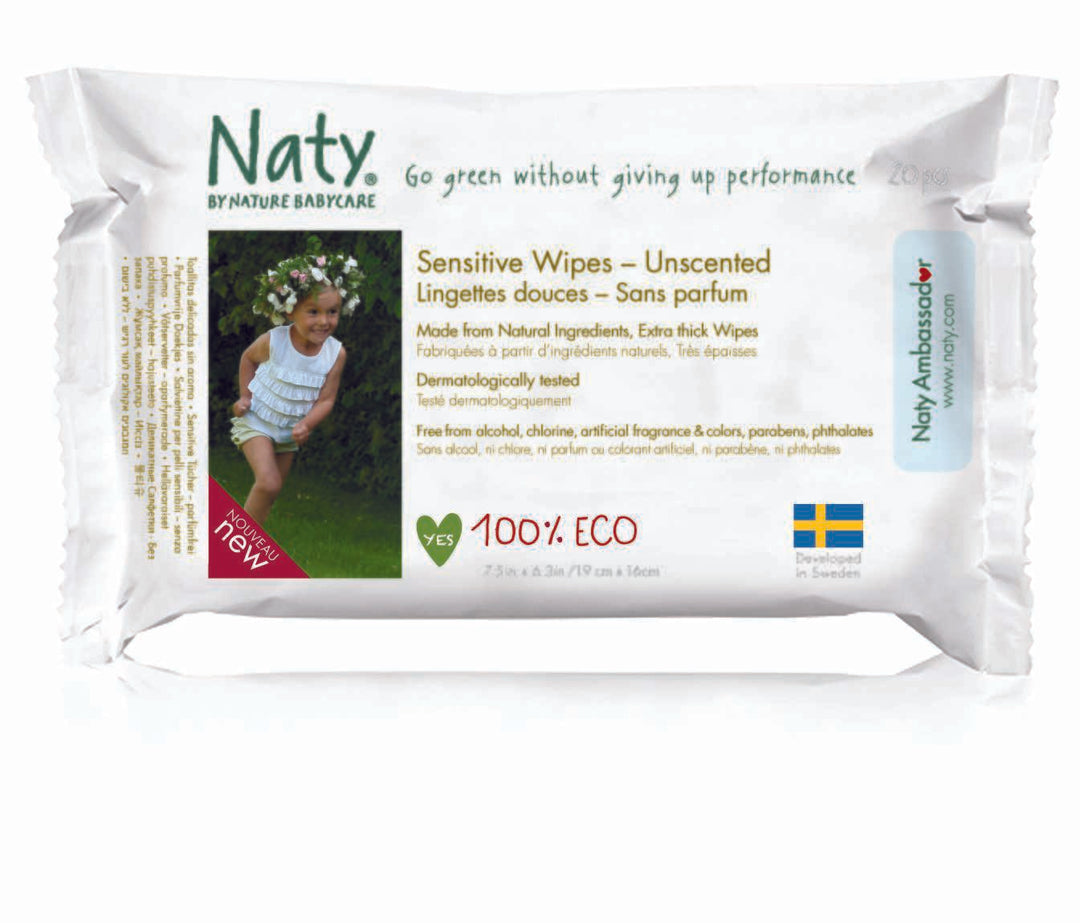 Naty by Nature Unscented Sensitive Travel Baby Wipes